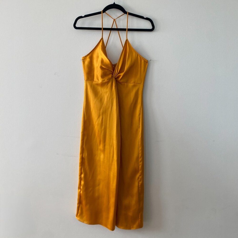 Gold Strappy Midi Dress - Express